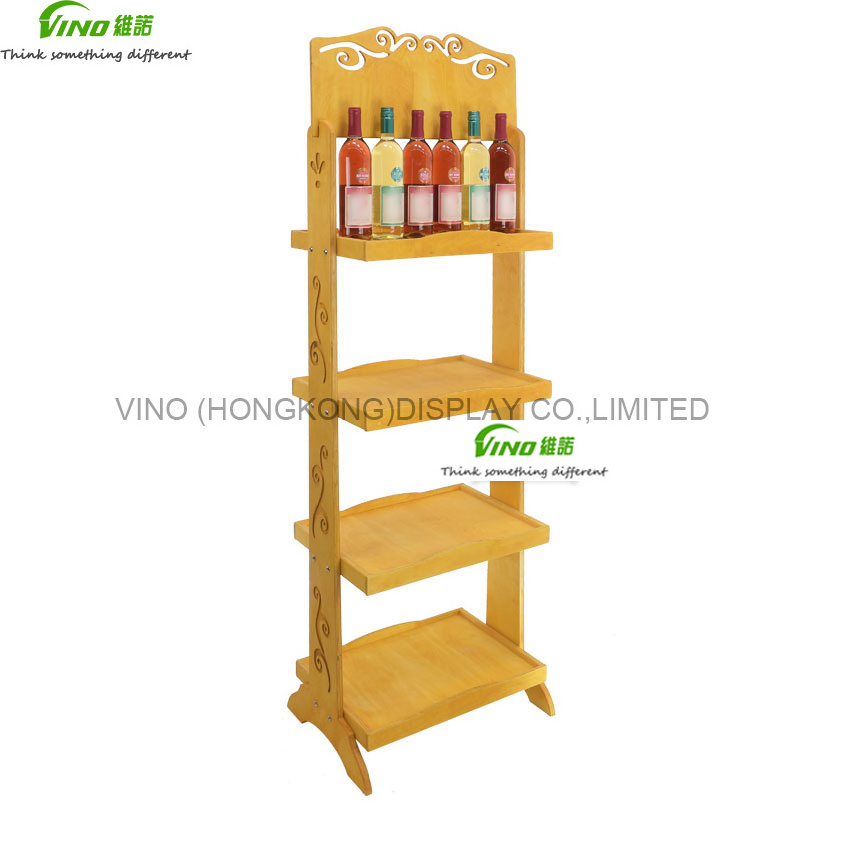 Floor Wooden Display Racks,5 Tier retail display racks with slanted Angle Shelves,storage racks shelving units,Flat Pack