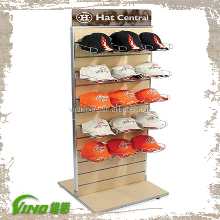 commercial hat racks for shop ,floor standing hat racks , hat floor display wood and metal