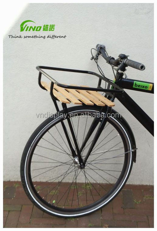 wholesale Beech Wood Slats front rack of  bike  black Transport Pannier Rack with removable rail Luggage carrier for bike