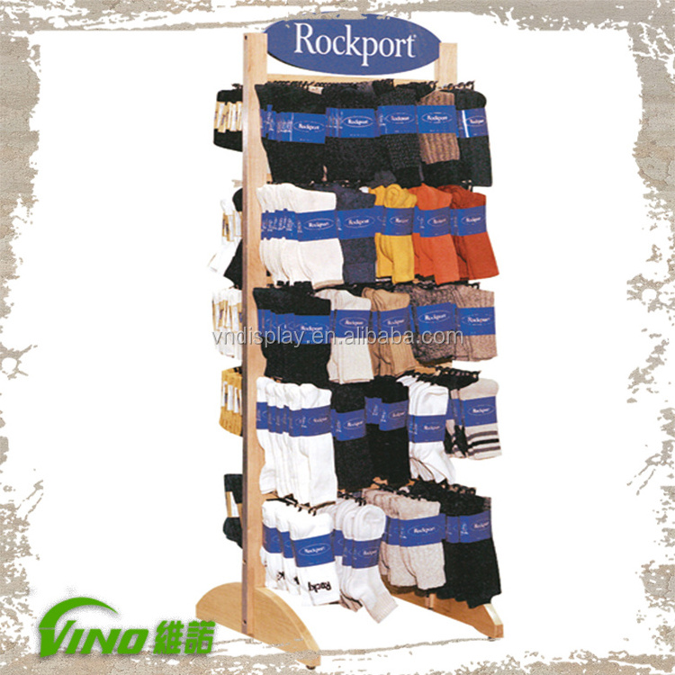 Wood Socks Display Rack , Socks Rack , floor hook display stand