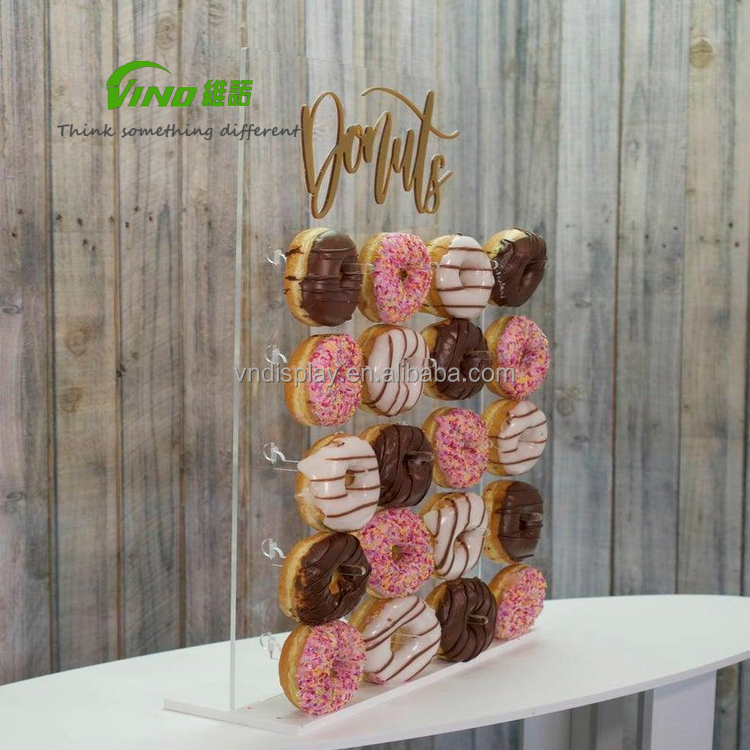 wholesale American plastic peg board Donut display stand Wall dowels rack vertical counter top acrylic display rack for sweets