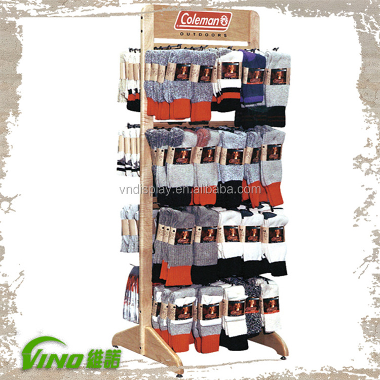 Wood Socks Display Rack , Socks Rack , floor hook display stand