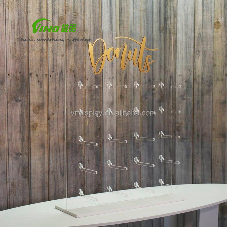 wholesale American plastic peg board Donut display stand Wall dowels rack vertical counter top acrylic display rack for sweets