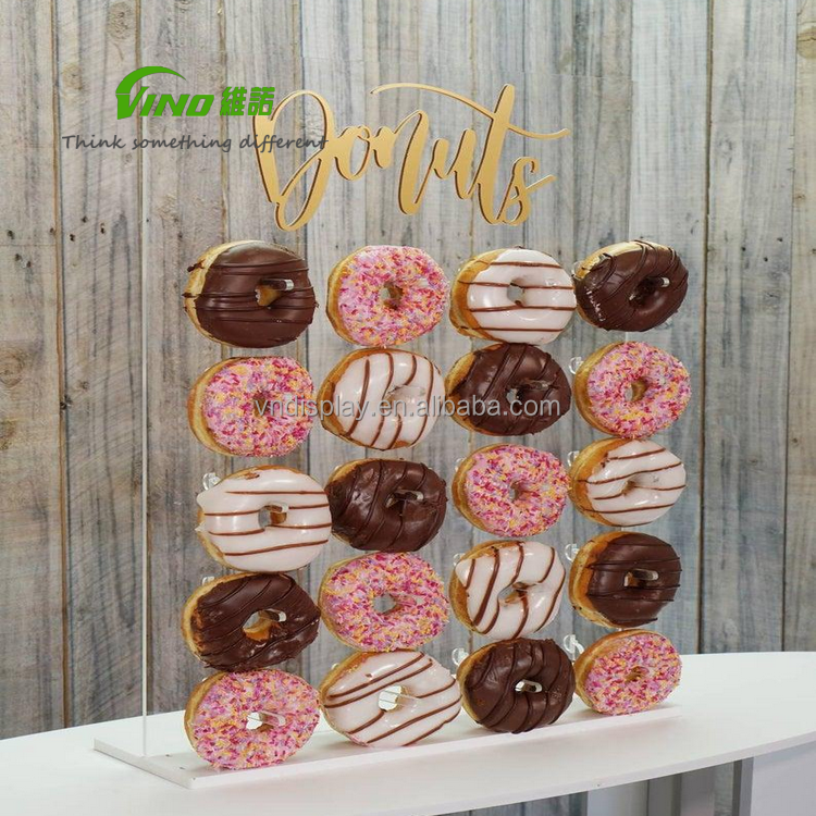 wholesale American plastic peg board Donut display stand Wall dowels rack vertical counter top acrylic display rack for sweets