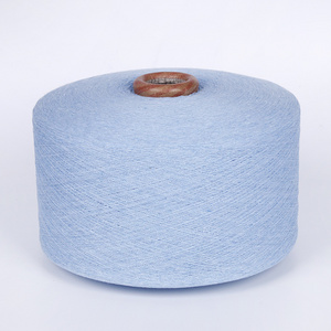 Fabric weaving blended yarn 50/50 light blue color 65/35 OE Recycled Cotton Polyester for knitting denim socks usage