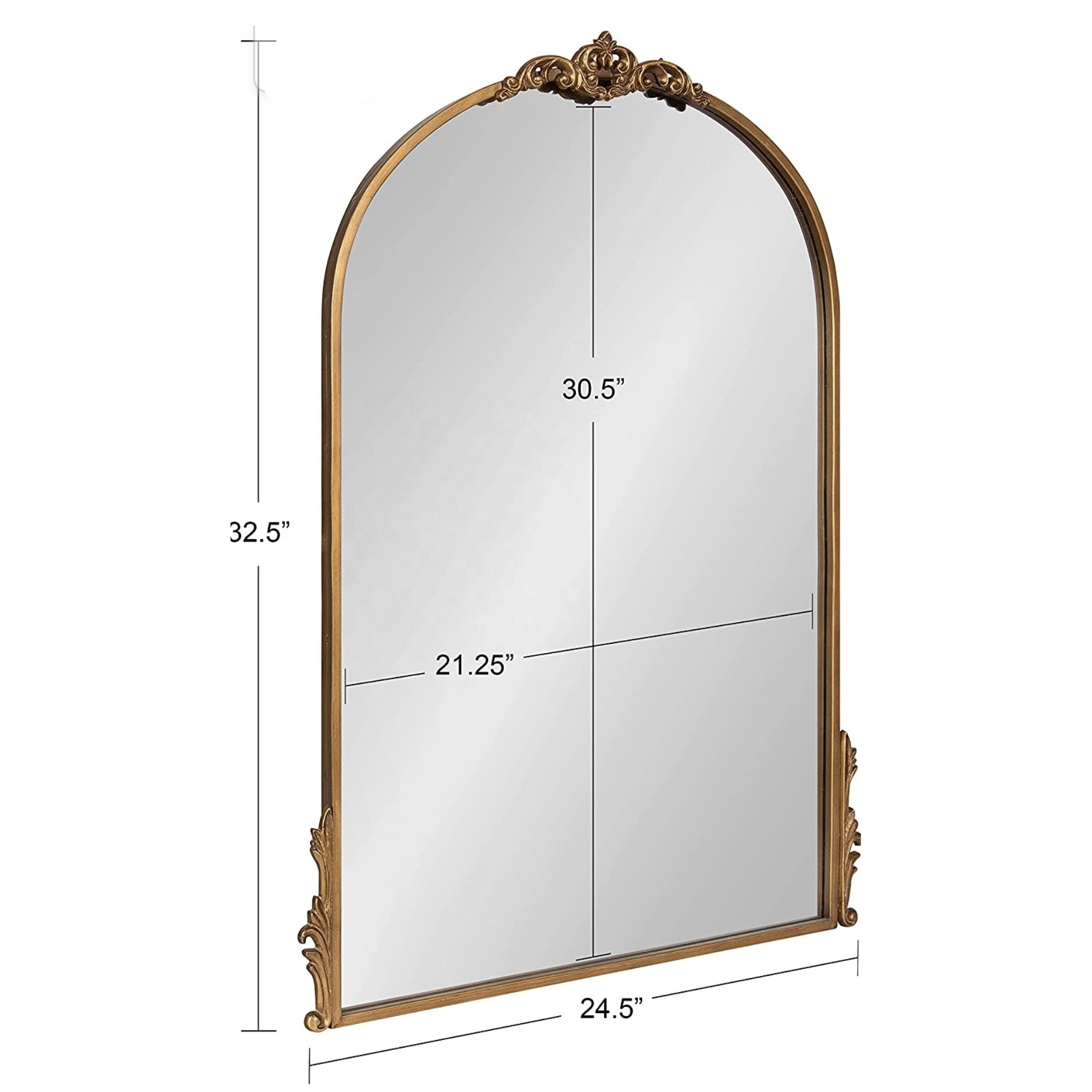 Anthropologie Decorative Large Arch Mirror with Ornate Galand Delailing Along the Crown and Edges of the frame Length mirror