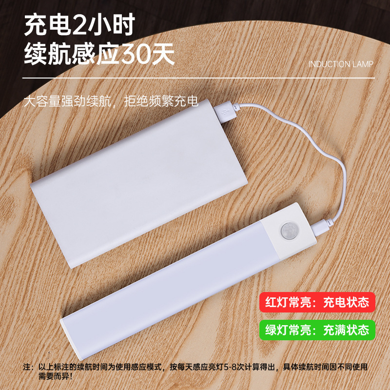 10CM Under Cabinet Lights Motion Sensor USB-C Rechargeable LED Closet Lights Battery Operated Wireless Magnetic Light Strip