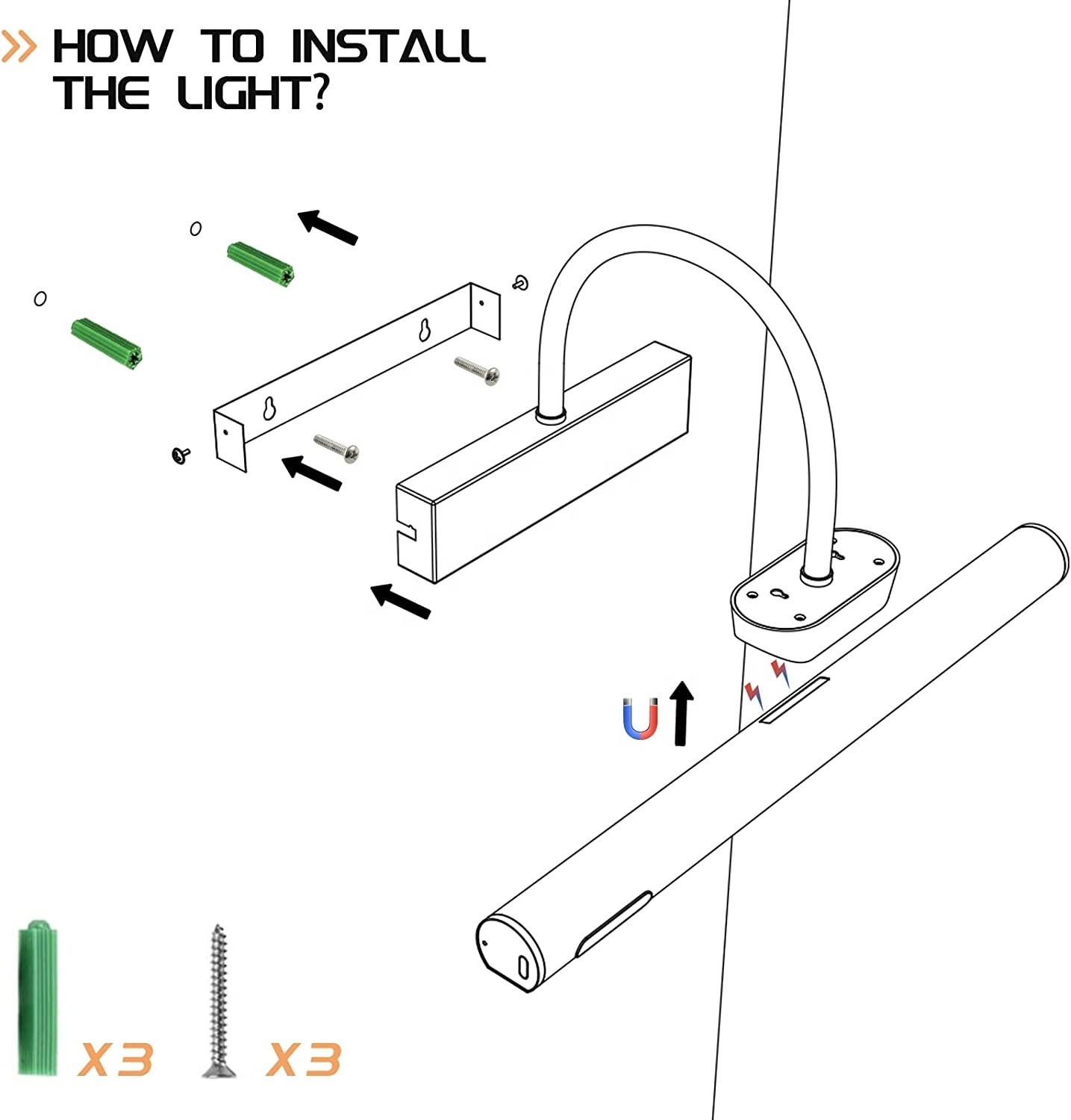 Magnetic Attached Picture Lights Wireless Wall Lamp for Painting