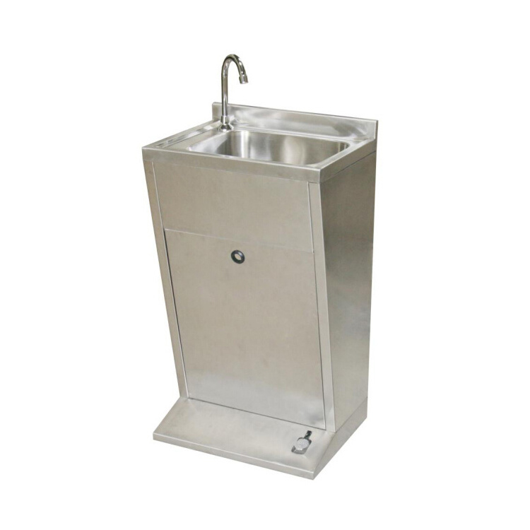 High Quality Stainless Steel Hospital Foot Operated Hand Wash Sink with Faucet /Food Step Hand Basin For Hotel Restaurant