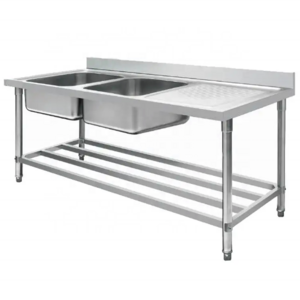 Guangzhou Supplier hotel restaurant kitchen equipment free standing heavy duty Single double bowl Stainless steel sink