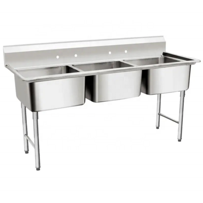 American Style Stainless Steel Commercial Kitchen 3 Compartment Sink Restaurant Customized Double Sink Table With Drainboard