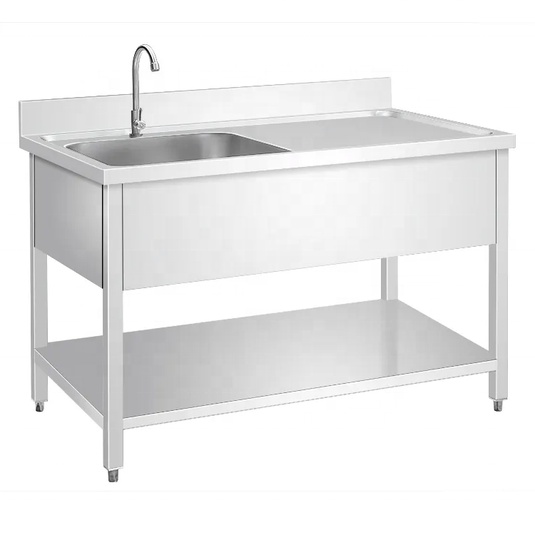 Large Stainless Steel European Style Bowl Single Sink for Commercial Kitchen for Hotels and Restaurants