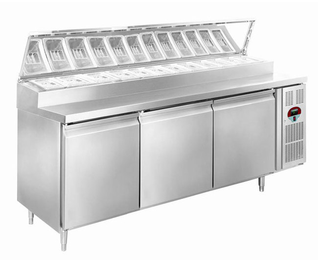 Professional Commercial Stainless Steel Sandwich Prep Table Refrigerator / Countertop Salad Refrigerator Pizza prep table