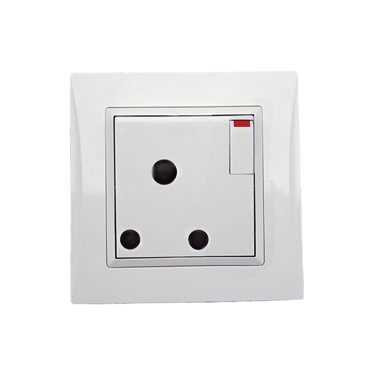 vnx 15A 1 gang switched round-pin socket switch White Color Big rocker PC Plate 86 Plate 3*3