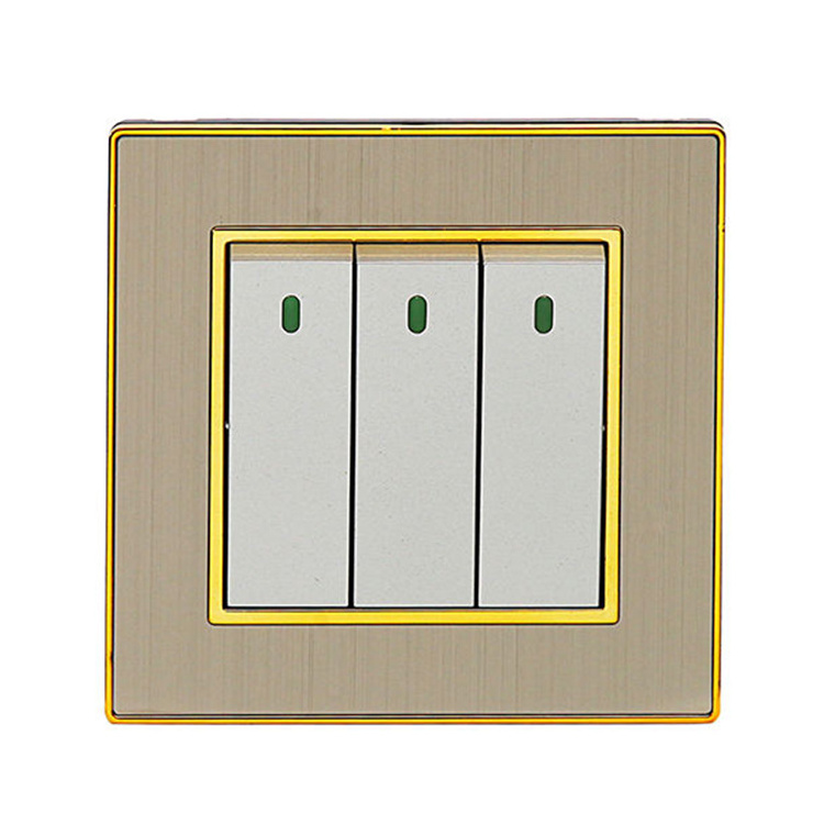 Wholesale OEM UK 10A Metal Light Wall Switch 1/2/3/4 Gang Outlets Socket Wall Light Switch For Home