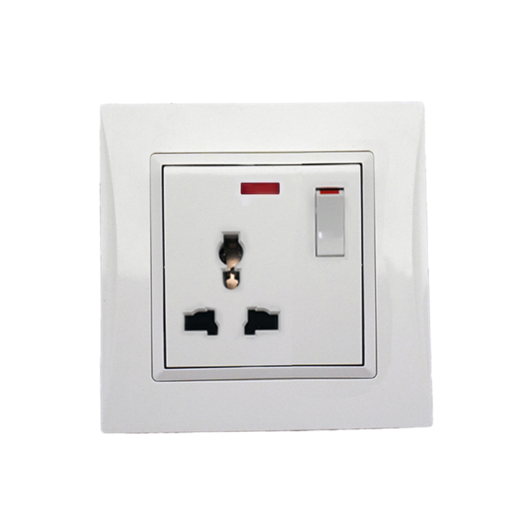 vnx 15A 1 gang switched round-pin socket switch White Color Big rocker PC Plate 86 Plate 3*3