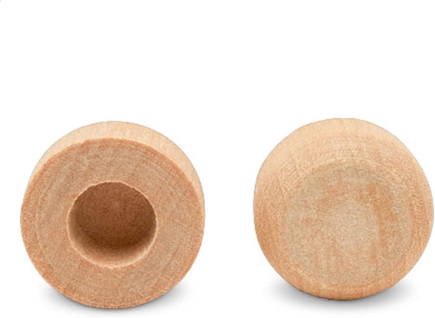 Wood Dowel Caps 1-1/4 inch Diameter with 1/2 inch Hole Unfinished Dowel Rod Caps for 1/2 inch Dowel Rods