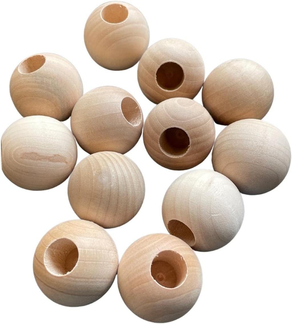 Wood Dowel Caps 1-1/4 inch Diameter with 1/2 inch Hole Unfinished Dowel Rod Caps for 1/2 inch Dowel Rods