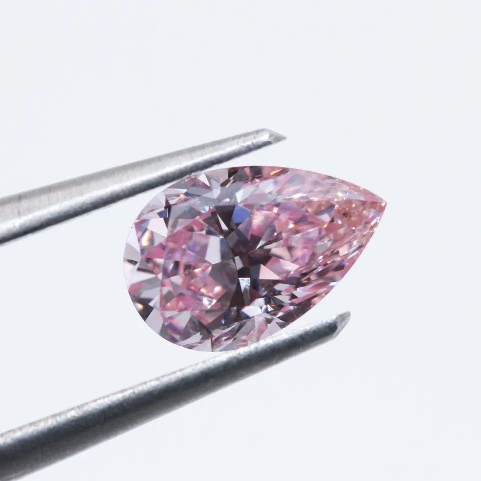 Wholesale fancy orangy pink pear shape cut lab creat diamond cvd certified lab grown diamond with certificate for jewelry making