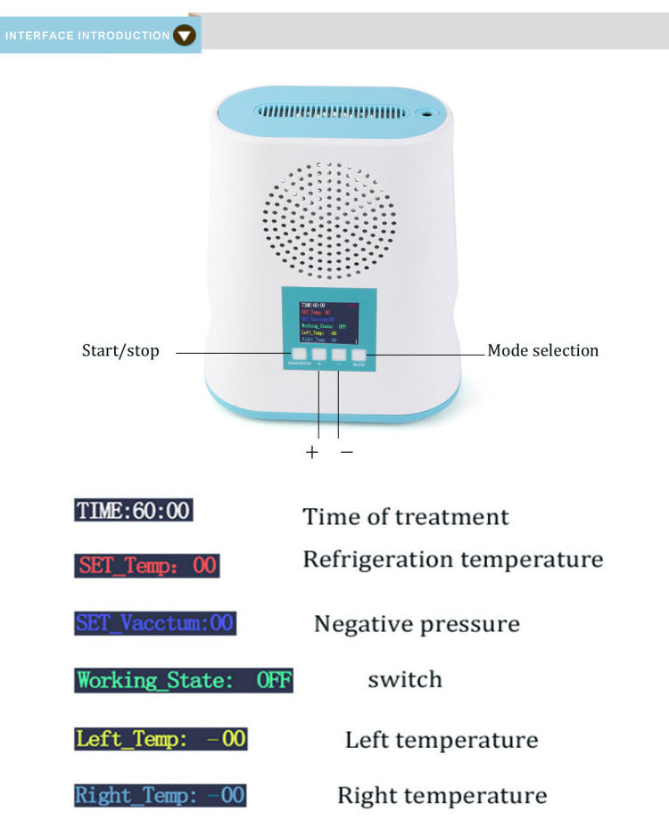 Precisely adjust temperature and pressure Close to the selected part without pressure loss Freeze body shaping device