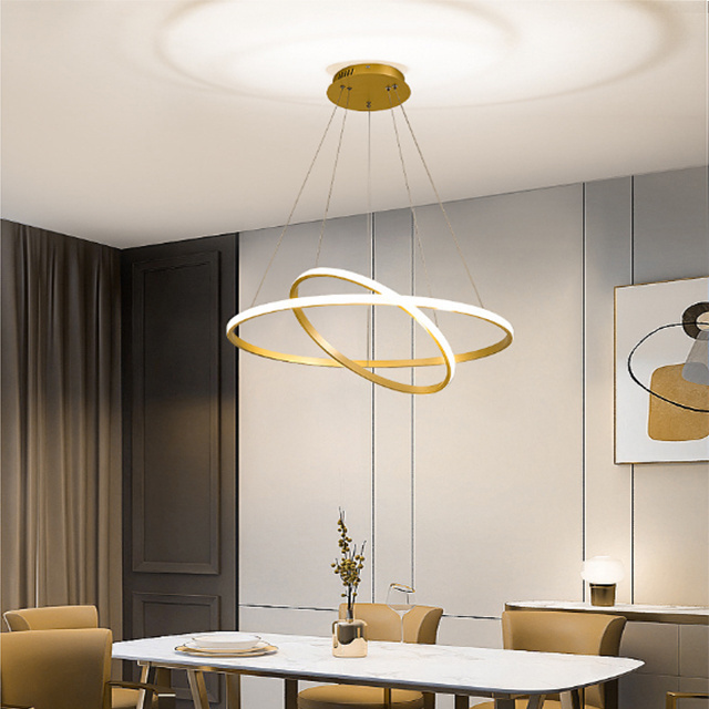 3 Round ring LED linear modern Nordic interior living room kitchen dining table bedroom hanging decorative chandelier