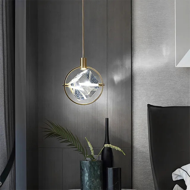 Bedroom small chandelier Nordic light luxury bar counter hallway restaurant crystal single head LED pendant light fixture