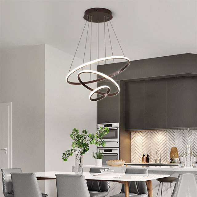 3 Round ring LED linear modern Nordic interior living room kitchen dining table bedroom hanging decorative chandelier