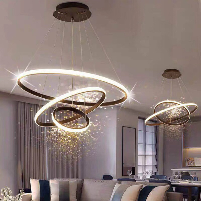 3 Round ring LED linear modern Nordic interior living room kitchen dining table bedroom hanging decorative chandelier