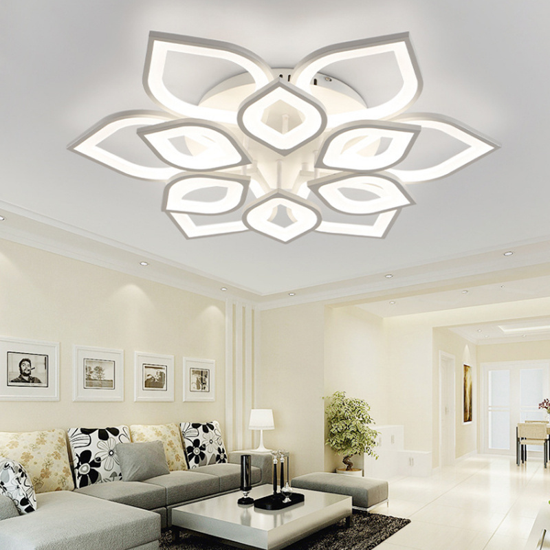 Personalized bedroom floral lighting fixtures LED petal ceiling lights 72W creative living room ceiling lights