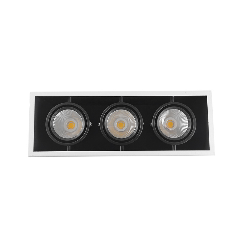 Single head multi head COB grille light Residential commercial ceiling spotlight 7W 10W 12W square LED grille down light