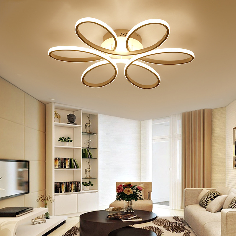 120W modern minimalist LED ceiling light residential bedroom light LED creative art remote control flower light fixture