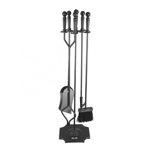 Fireplace Tools Set 5 Pieces Cast Iron Indoor Fireside Accessories Large Fire Place Tool Set Outdoor Holder Fire Kit