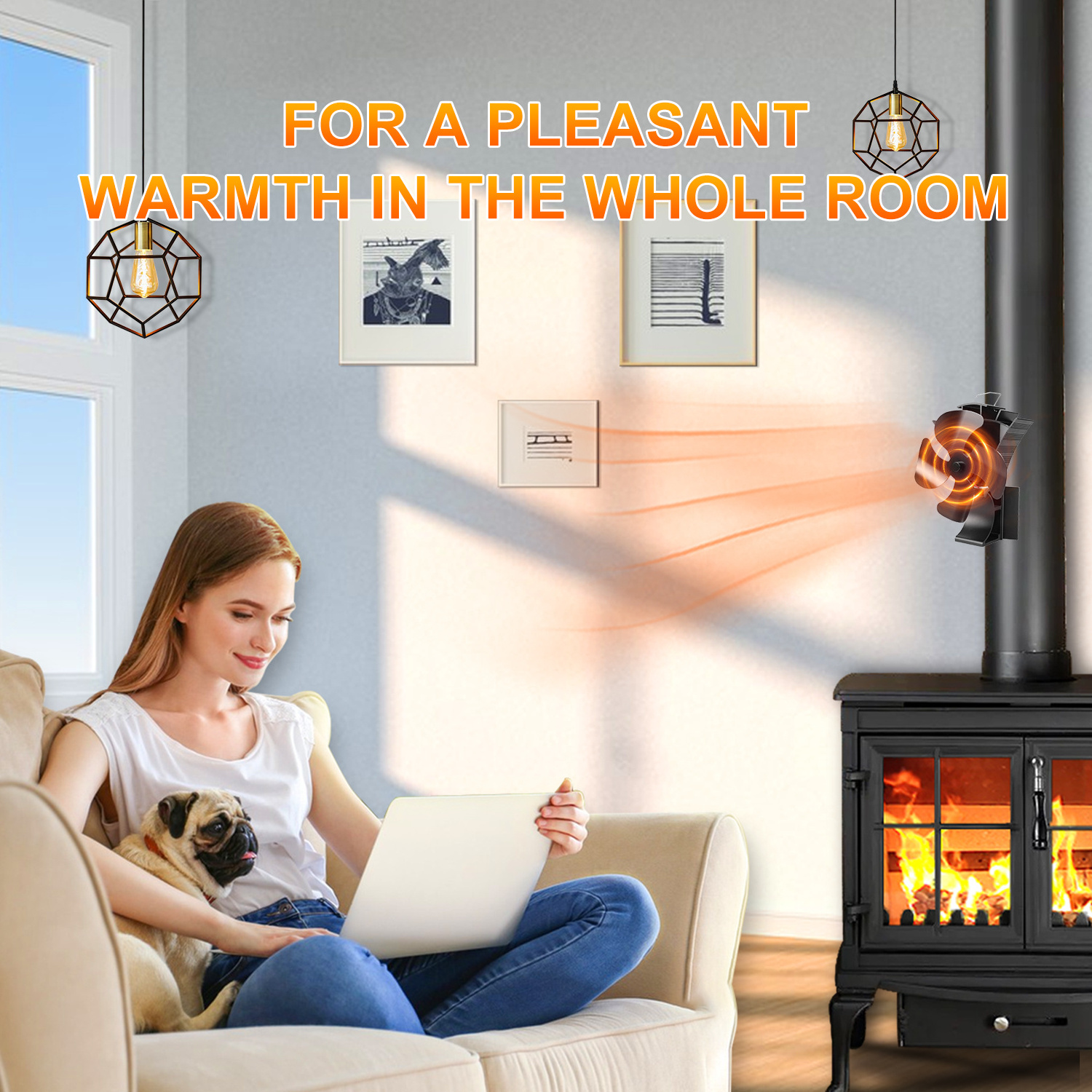 Air Flow Magnetic Stove Top Fan 4 Blades Eco fan Wood Burner Burning Pellet Fireplace Fan