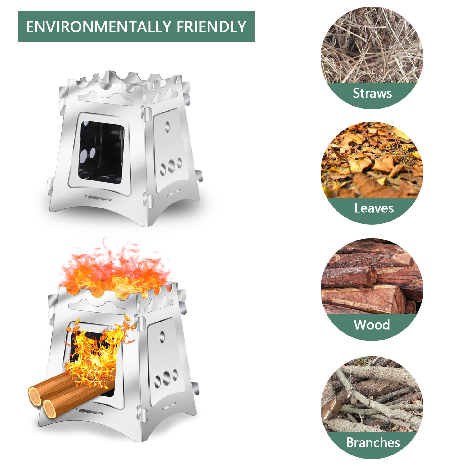 Stainless Steel Accessories Stove Portable Folding Windproof Outdoor Home Camping Wood Stove