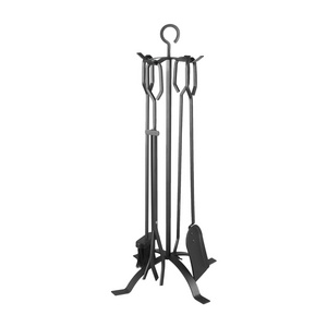 Heavy Duty Wrought Iron Fire Place Tool set with Poker/Shovel/Tongs/Brush/Stand for Outdoor/Indoor Fireplace tool sets