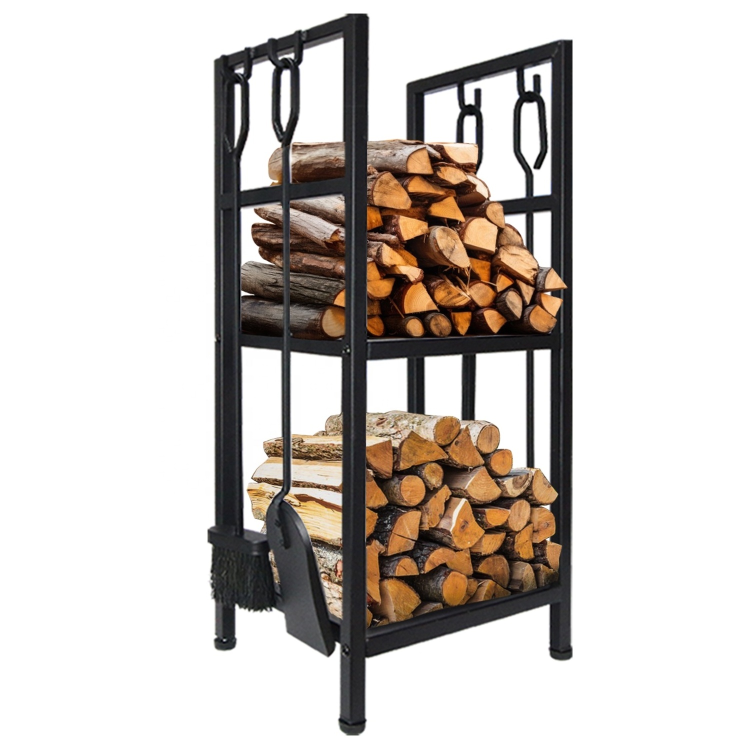 Fireplace Accessories Firewood Storage Rack Log Holder Carts with Fireplace Tools Sets