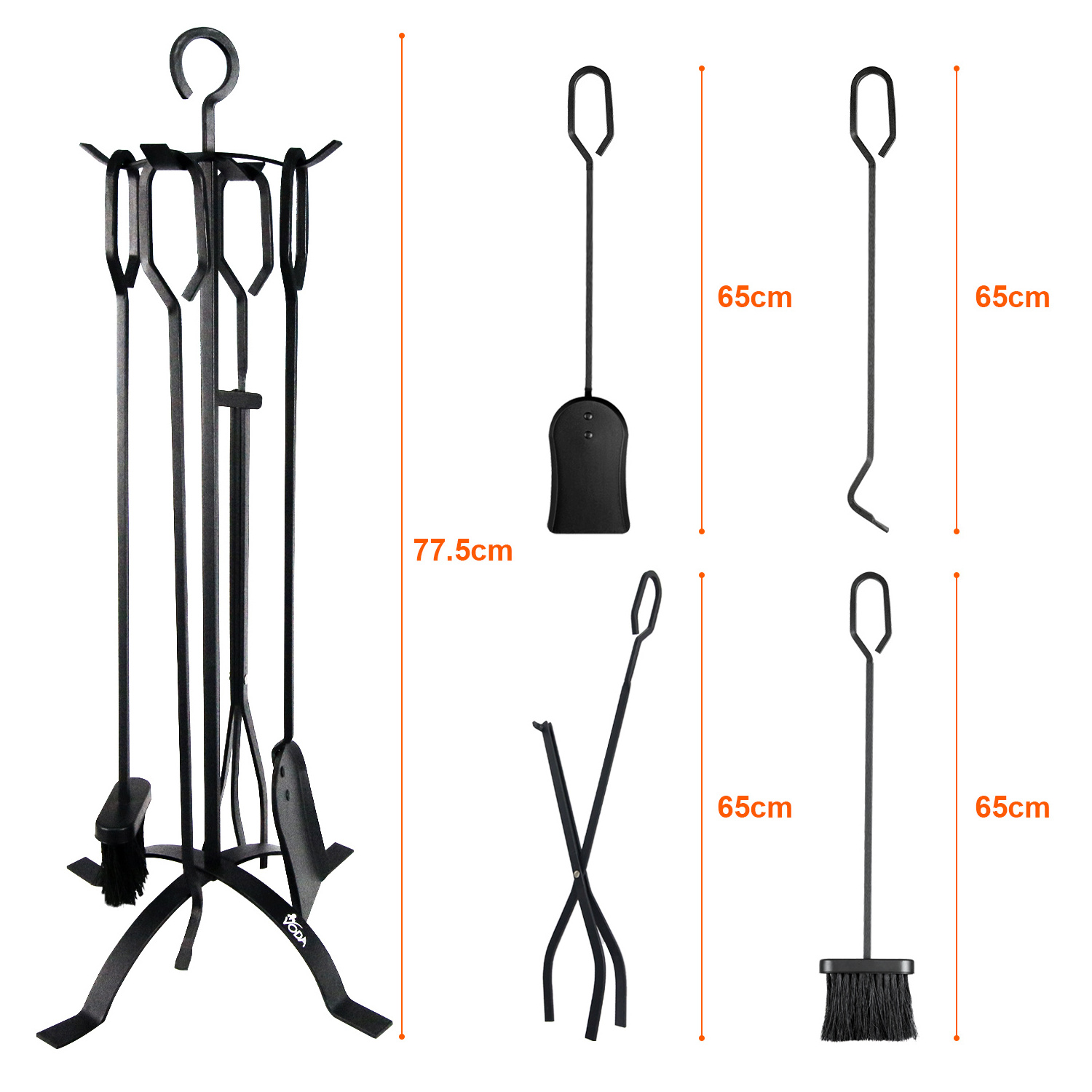 New Design 5-Piece Fire Pit Poker Wrought Iron Fireside Accessories Tool Sets