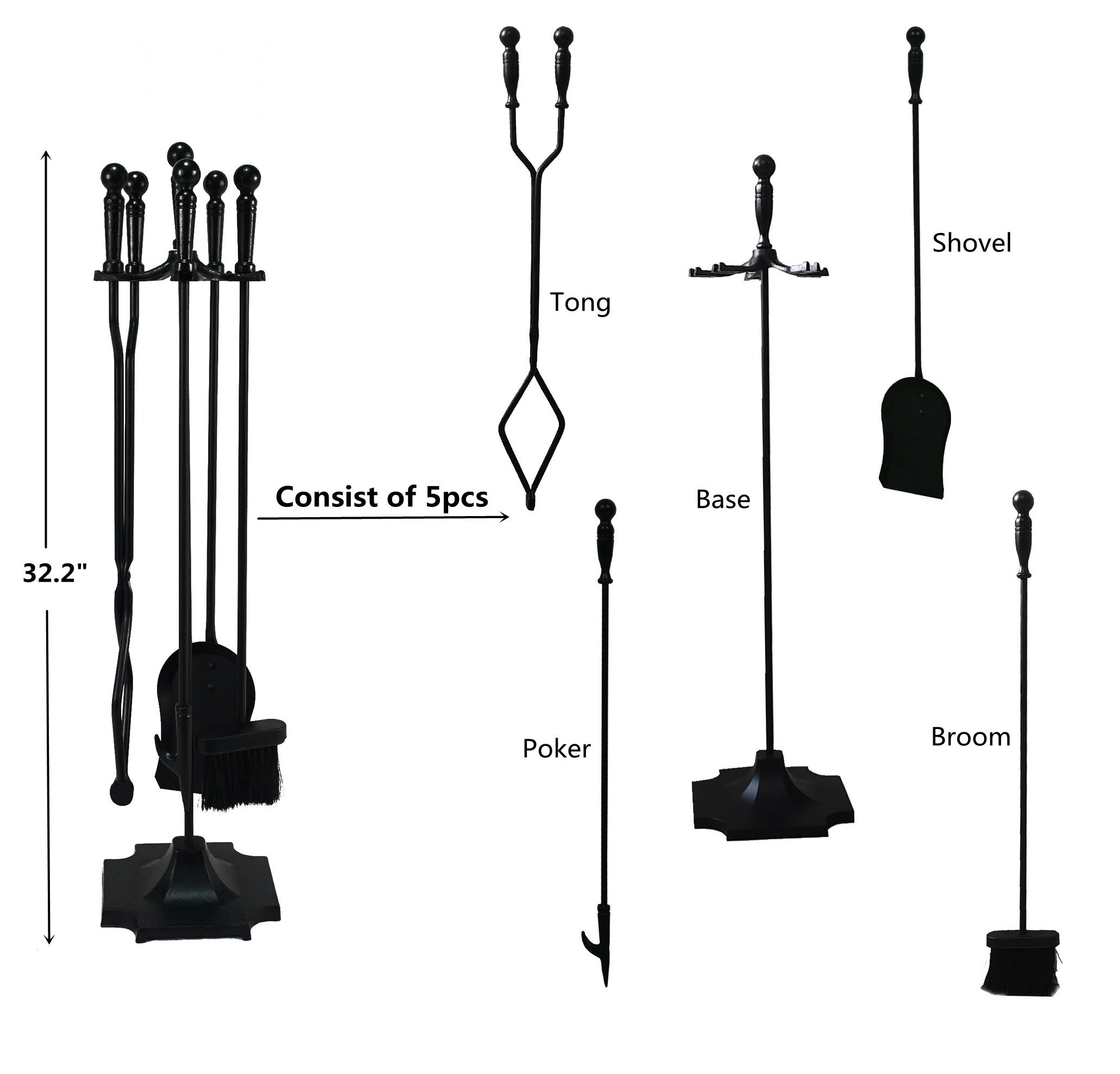 BBQ Outdoor Camping Portable Stainless Steel  Fireplace Tool Accessories sets