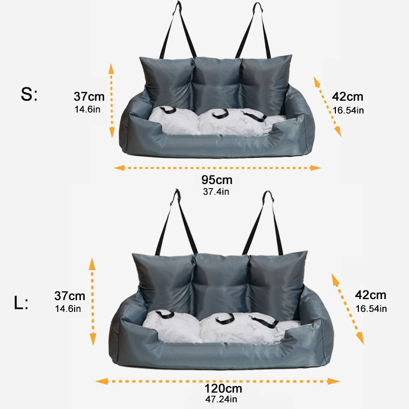 Luxury Removable Waterproof Dog Car Seat Dog Beds Pet Car Seat Portable Travel Dog Car Backseat Pet Carrier Bag Solid Pattern