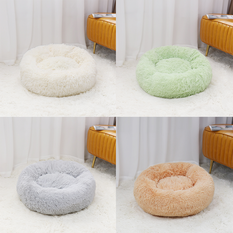 Round Cat Beds House Soft Long Plush Pet Bed For Dog Bed Basket Pet Product Cushion Cat Mat Animal Sleeping Sofa Pet Manufacture