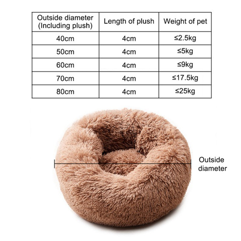 Round Cat Beds House Soft Long Plush Pet Bed For Dog Bed Basket Pet Product Cushion Cat Mat Animal Sleeping Sofa Pet Manufacture