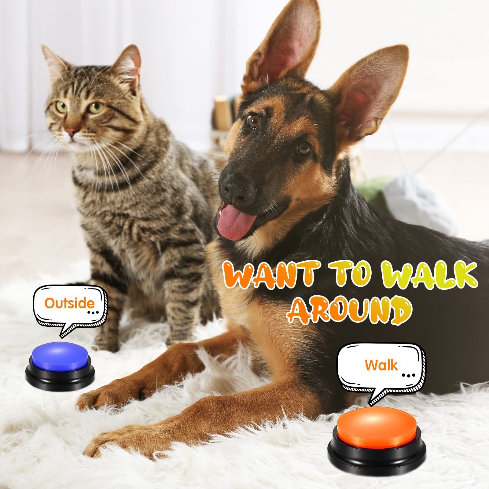 Voice Recording Button Pet Toys Cat Dog Buttons Communication Pet Dog Training Toys Buzzer Recordable Talking Intelligent Toy