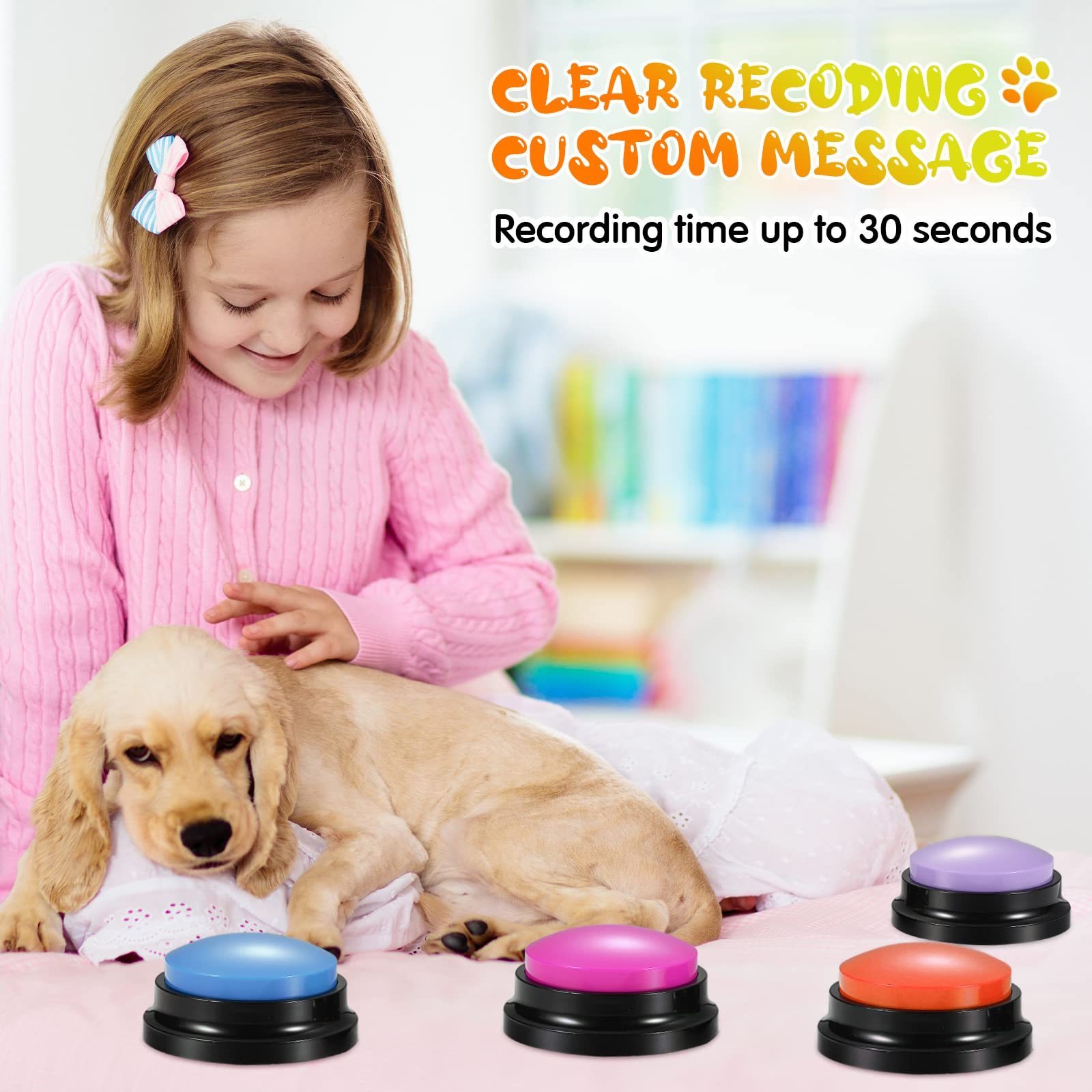 Voice Recording Button Pet Toys Cat Dog Buttons Communication Pet Dog Training Toys Buzzer Recordable Talking Intelligent Toy