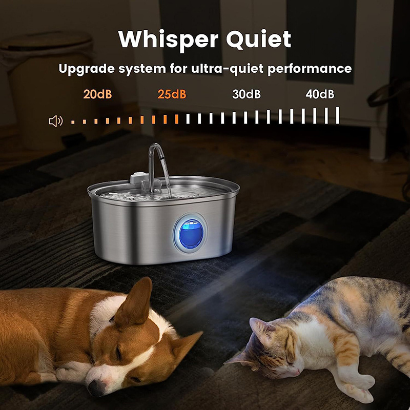 2024 New Dog Water Fountain Stainless Steel 3.2L/108oz Automatic Cat Water Dispenser Pet Water Fountain Dog Products