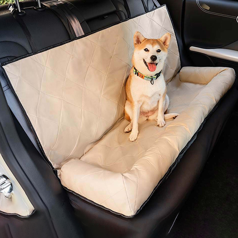 Waterproof Dog Car Seat Cover Pet Travel Carrier Bed Mat Designer Dog Sofa Cover Protector With Middle Seat Oxford Cotton