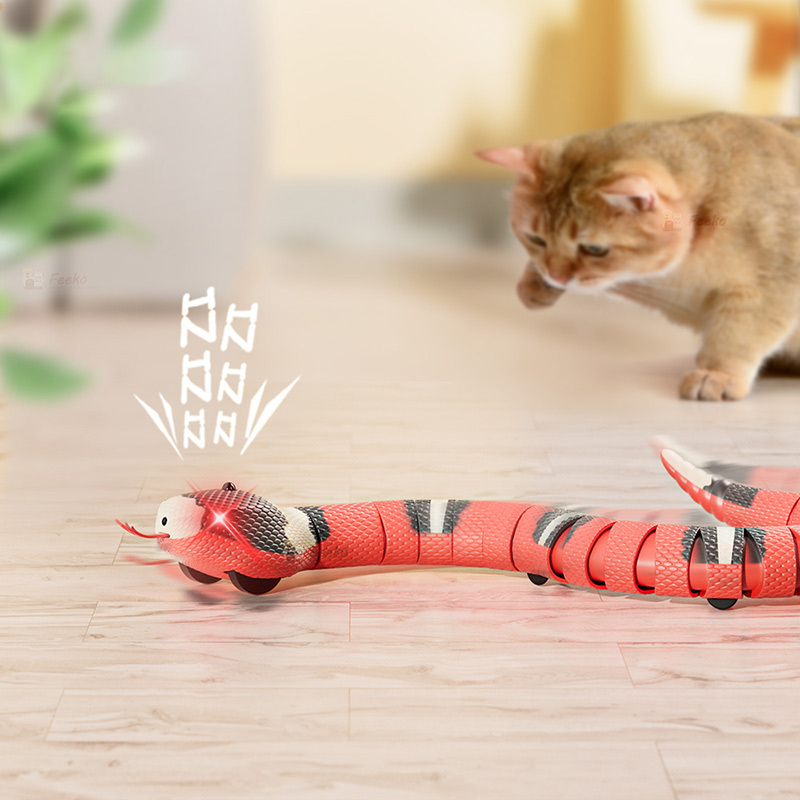 Smart Sensing Snake Cat Toys Interactive Electronic Pet Toys USB Charging Cats Accessories For Pet Game Play Toy Cat