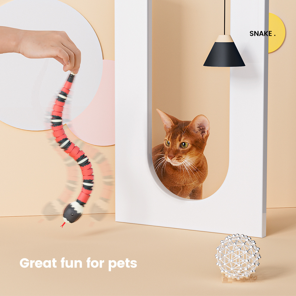 Smart Sensing Snake Cat Toys Interactive Electronic Pet Toys USB Charging Cats Accessories For Pet Game Play Toy Cat