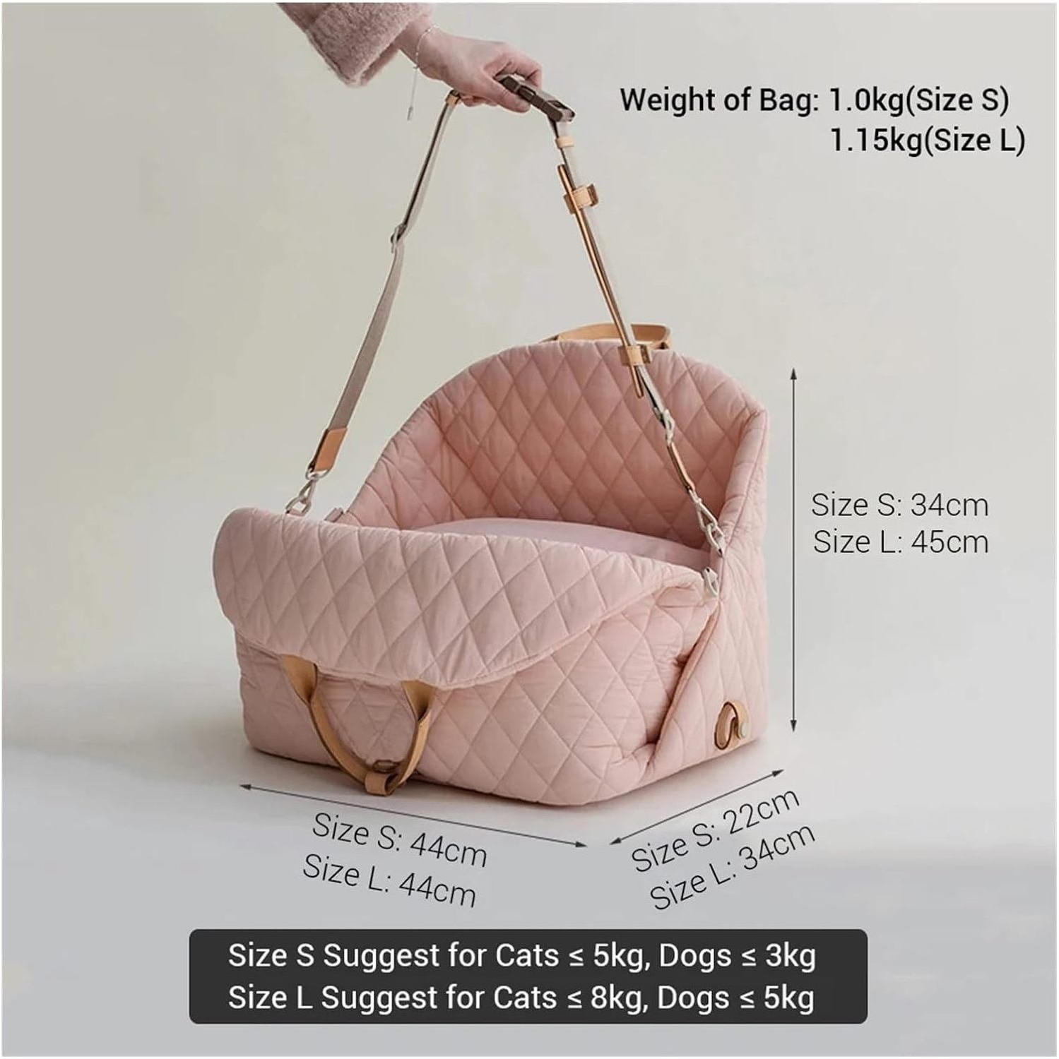 Portable Pet Carrier Bag Dog Handbag Summer Outdoor Dog Car Seat Bed Luxury Car Fit for Seat Pet Car Seat Washable Puppy Beds