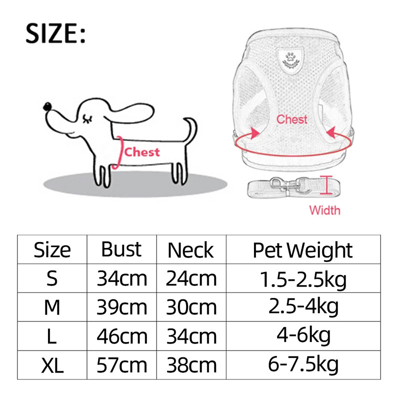 Cat Dog Harness Adjustable Vest Walking Lead Leash For Puppy Designer Dogs Collar Polyester Mesh Harness For Small Medium Dog