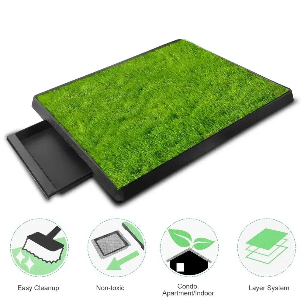 Pet Toilet Dog Litter Box Pad Potty 3 Layer Dog Training Synthetic Grass Mesh Tray Indoor Outdoor Use Dog Toilet